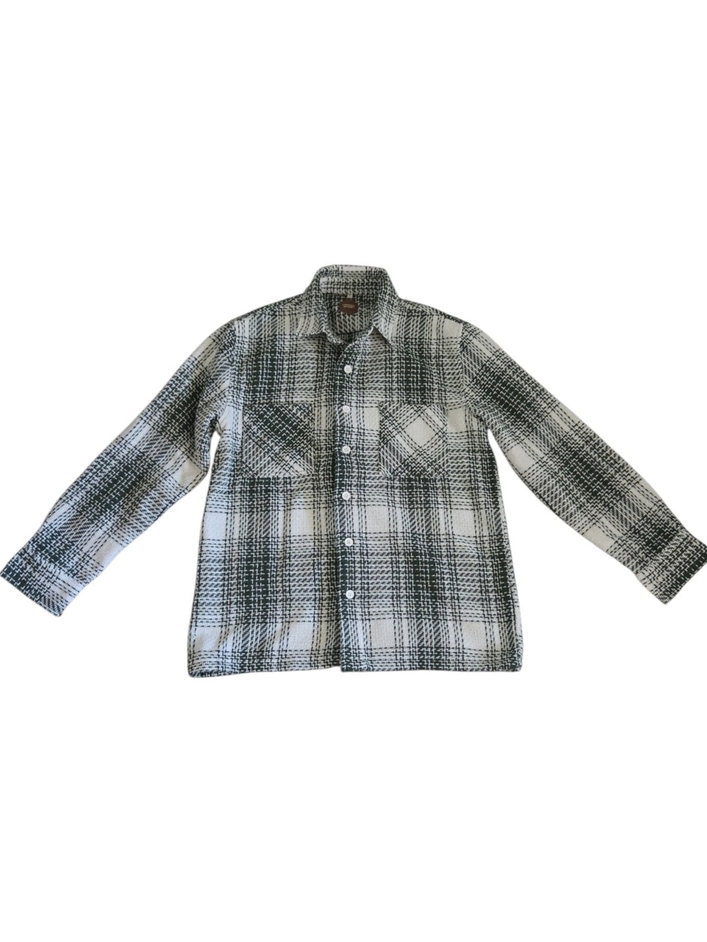 Green & White Plaid Button-Front Shacket